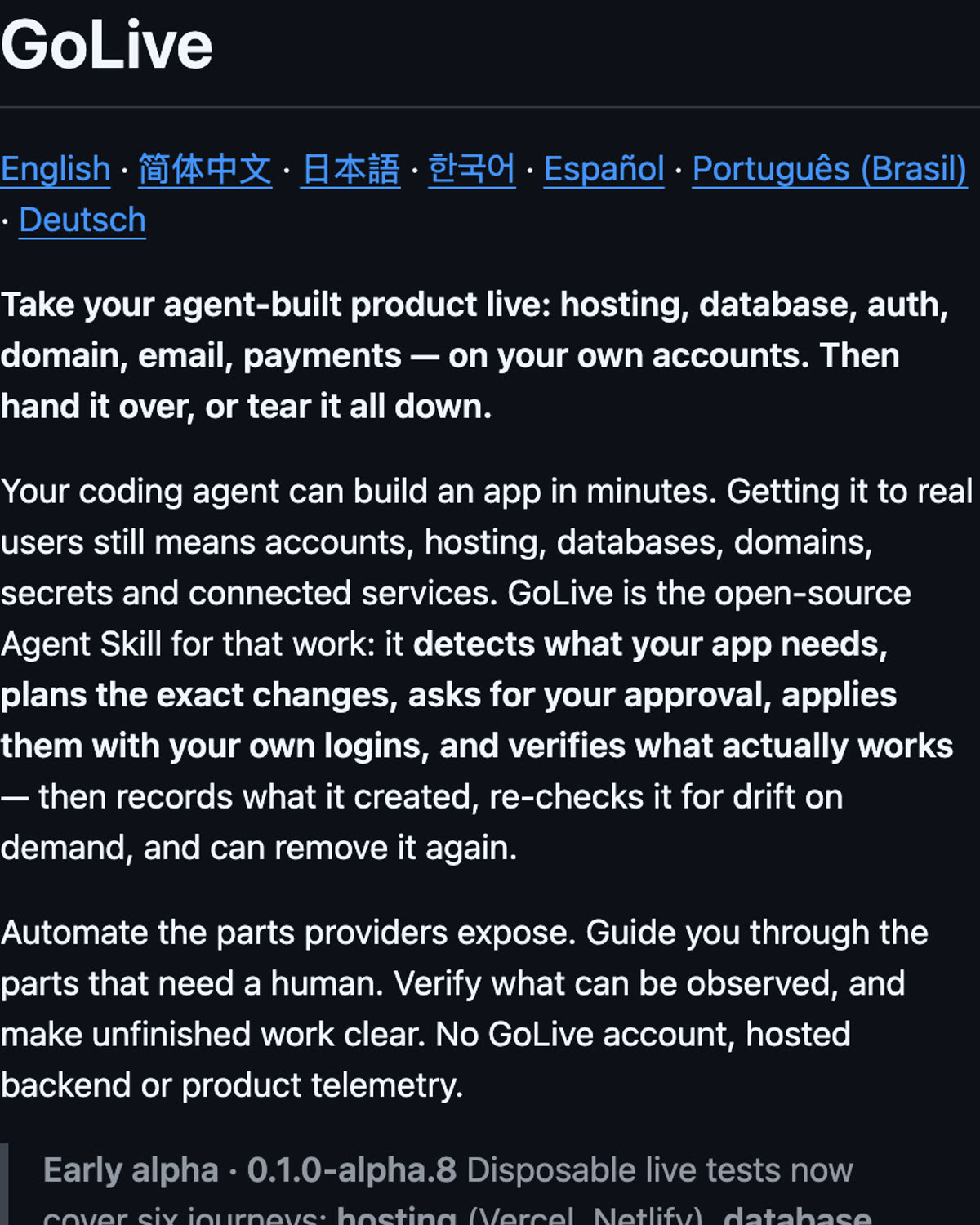 README stages on the repository page