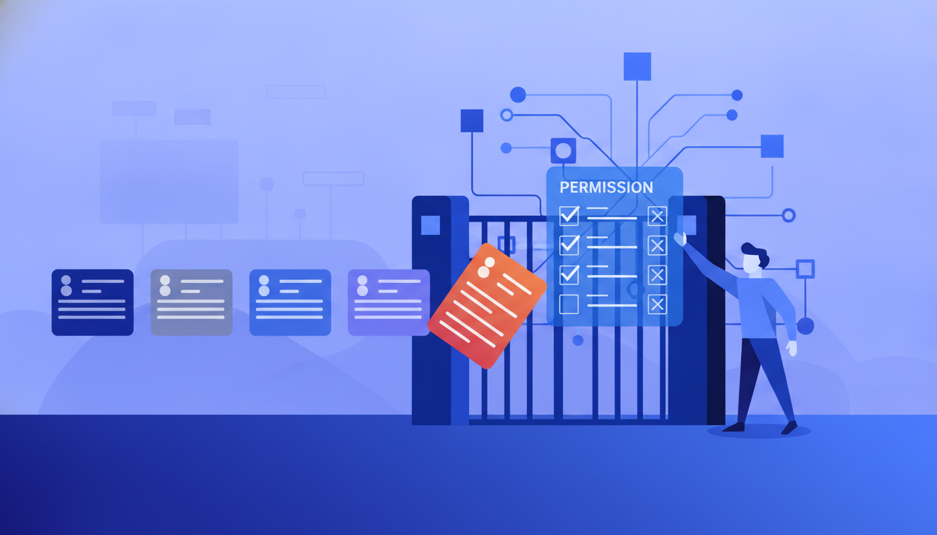 Illustration of a gated retrieval pipeline where Salesforce records pass a sharing check before entering a vector index.
